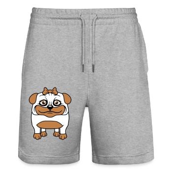 Dog Pug Girl Pretty Bow Woman Female - Stanley/Stella Trainer Unisex Organic Jogging Shorts - heather grey - Front - Nik (191cm) & Marisol (170cm)