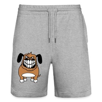 chien monstre méchant dangereux dents sourire sourire - Short de jogging bio TRAINER Stanley/Stella unisexe - gris chiné - Devant - Nik (191cm) & Marisol (170cm)