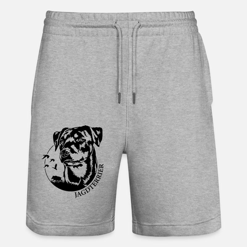 Jagdterrier Jagdhunde Jagdhund Hunde Wilsigns - Stanley/Stella Unisex Bio Joggingshorts Trainer  - Grau meliert
