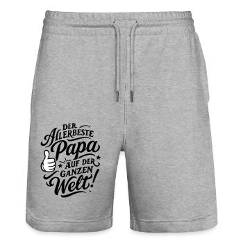Der Allerbeste Papa Vatertag Spruch - Stanley/Stella Unisex Bio Joggingshorts Trainer  - Grau meliert - Vorne - Nik (191cm) & Marisol (170cm)