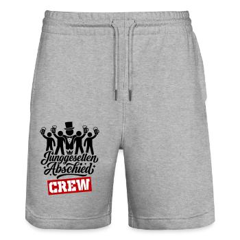 Junggesellen Abschied Crew Jga Lustig - Stanley/Stella Unisex Bio Joggingshorts Trainer  - Grau meliert - Vorne - Nik (191cm) & Marisol (170cm)