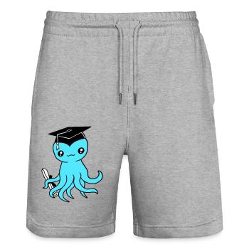 Octopus High School Graduation Passed College - Stanley/Stella Trainer Unisex Organic Jogging Shorts - heather grey - Front - Nik (191cm) & Marisol (170cm)