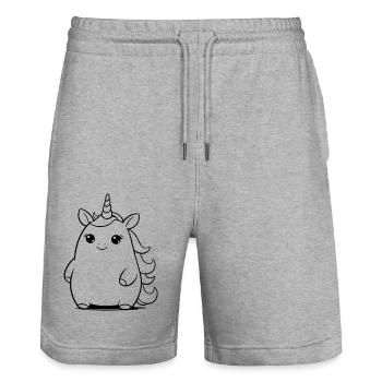 Licorne potelée comme illustration vectorielle - Short de jogging bio TRAINER Stanley/Stella unisexe - gris chiné - Devant - Nik (191cm) & Marisol (170cm)
