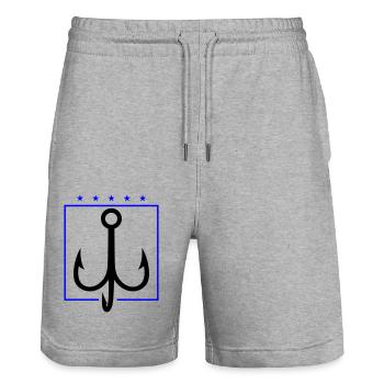 Fishing Hook Drilling - Stanley/Stella Trainer Unisex Organic Jogging Shorts - heather grey - Front - Nik (191cm) & Marisol (170cm)