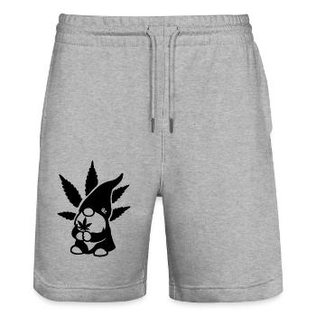 Süßer Hanf Gnom/Zwerg mit Cannabisblatt - Weedlove - Stanley/Stella Unisex Bio Joggingshorts Trainer  - Grau meliert - Vorne - Nik (191cm) & Marisol (170cm)