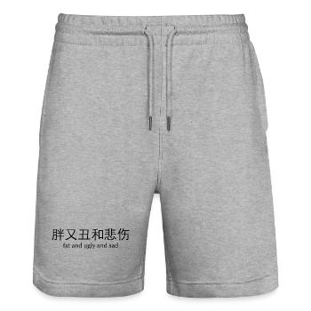 Grosse et citation laide et triste - Short de jogging bio TRAINER Stanley/Stella unisexe - gris chiné - Devant - Nik (191cm) & Marisol (170cm)
