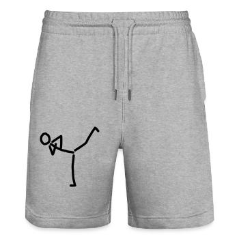 iYpsilon Kickboxer - Stanley/Stella Unisex Bio Joggingshorts Trainer  - Grau meliert - Vorne - Nik (191cm) & Marisol (170cm)