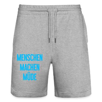 Les gens vous fatiguent - Drôle de dicton - Short de jogging bio TRAINER Stanley/Stella unisexe - gris chiné - Devant - Nik (191cm) & Marisol (170cm)