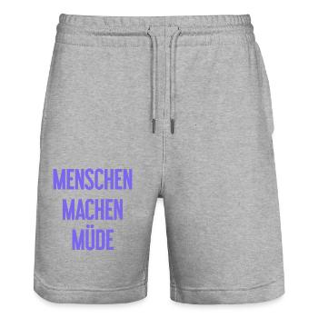 People make you tired - Funny saying - Stanley/Stella Trainer Unisex Organic Jogging Shorts - heather grey - Front - Nik (191cm) & Marisol (170cm)