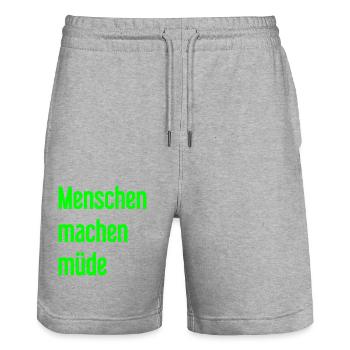 People make you tired - Funny saying - Stanley/Stella Trainer Unisex Organic Jogging Shorts - heather grey - Front - Nik (191cm) & Marisol (170cm)