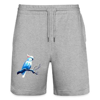 Cacatoès sur une branche - Short de jogging bio TRAINER Stanley/Stella unisexe - gris chiné - Devant - Nik (191cm) & Marisol (170cm)