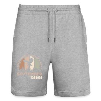 Incomparable depuis septembre 1968 56 Anniversaire - Short de jogging bio TRAINER Stanley/Stella unisexe - gris chiné - Devant - Nik (191cm) & Marisol (170cm)