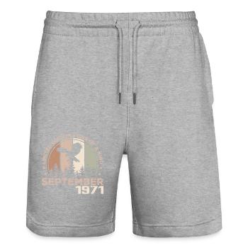 Incomparable depuis septembre 1971 53 Anniversaire - Short de jogging bio TRAINER Stanley/Stella unisexe - gris chiné - Devant - Nik (191cm) & Marisol (170cm)