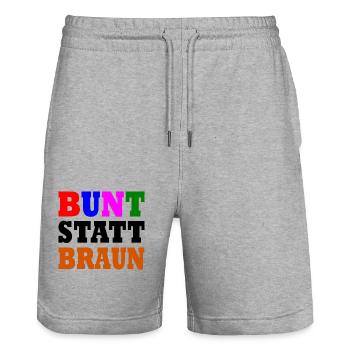 Bunt statt braun - Stanley/Stella Unisex Bio Joggingshorts Trainer  - Grau meliert - Vorne - Nik (191cm) & Marisol (170cm)