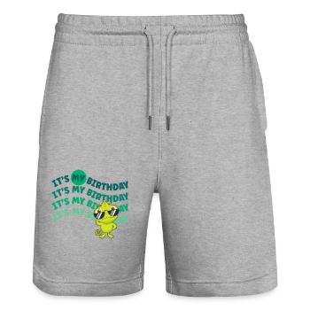 It's my Birthday! Lustiger Gecko - Stanley/Stella Unisex Bio Joggingshorts Trainer  - Grau meliert - Vorne - Nik (191cm) & Marisol (170cm)
