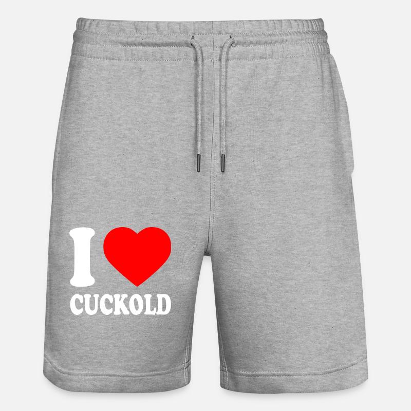 I love cuckold - Short de jogging bio TRAINER Stanley/Stella unisexe - gris chiné