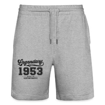 Legendär seit 1953 Jahrgang Geburtstag Geschenk - Stanley/Stella Unisex Bio Joggingshorts Trainer  - Grau meliert - Vorne - Nik (191cm) & Marisol (170cm)