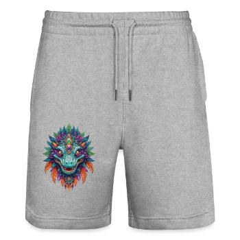 Alligator Traumfänger Mandala Design - Stanley/Stella Unisex Bio Joggingshorts Trainer  - Grau meliert - Vorne - Nik (191cm) & Marisol (170cm)