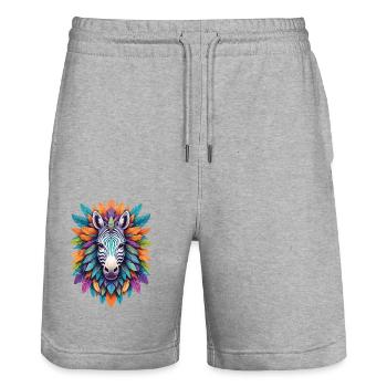 Zebra Mandala Dream Catcher Design In Bohemian Style - Stanley/Stella Trainer Unisex Organic Jogging Shorts - heather grey - Front - Nik (191cm) & Marisol (170cm)