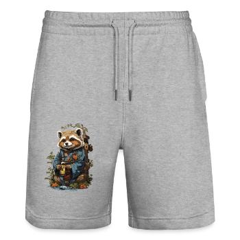 Chien viverrin Vintage saké japonais Art - Short de jogging bio TRAINER Stanley/Stella unisexe - gris chiné - Devant - Nik (191cm) & Marisol (170cm)