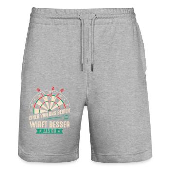 Fléchettes Fléchettes Joueur de fléchettes Fléchettes Sport - Short de jogging bio TRAINER Stanley/Stella unisexe - gris chiné - Devant - Nik (191cm) & Marisol (170cm)
