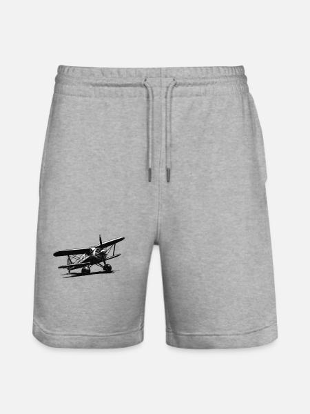 Modellflugzeug Pilot Flug Hobby Flieger - Stanley/Stella Unisex Bio Joggingshorts Trainer  - Grau meliert