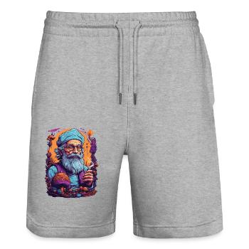 Lebendige Farben Wald Pilze Psychedelic Art - Stanley/Stella Unisex Bio Joggingshorts Trainer  - Grau meliert - Vorne - Nik (191cm) & Marisol (170cm)