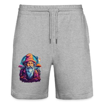 Lebendige Farben Musik Festival Wald Pilze - Stanley/Stella Unisex Bio Joggingshorts Trainer  - Grau meliert - Vorne - Nik (191cm) & Marisol (170cm)