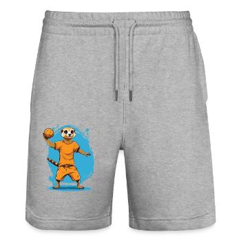 Erdmännchen Handballspieler Streetwear Aesthetic - Stanley/Stella Unisex Bio Joggingshorts Trainer  - Grau meliert - Vorne - Nik (191cm) & Marisol (170cm)