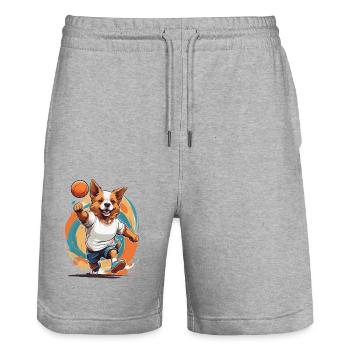 Süßer Hund Handballspieler Streetwear - Stanley/Stella Unisex Bio Joggingshorts Trainer  - Grau meliert - Vorne - Nik (191cm) & Marisol (170cm)