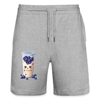 Myrtilles Mignon Milkshake Kawaii Fun - Short de jogging bio TRAINER Stanley/Stella unisexe - gris chiné - Devant - Nik (191cm) & Marisol (170cm)