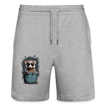 Cool Possum Funny Garbage Can Residents - Stanley/Stella Trainer Unisex Organic Jogging Shorts - heather grey - Front - Nik (191cm) & Marisol (170cm)