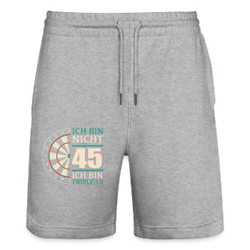 Birthday Gift 45 Years Birthday Child - Stanley/Stella Trainer Unisex Organic Jogging Shorts - heather grey - Front - Nik (191cm) & Marisol (170cm)