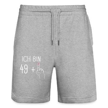 Birthday gift 50 years birthday boy - Stanley/Stella Trainer Unisex Organic Jogging Shorts - heather grey - Front - Nik (191cm) & Marisol (170cm)