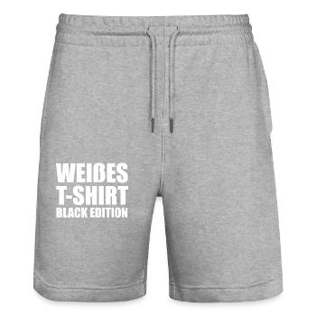 Funny Srkastic Irony Black Edition - Stanley/Stella Trainer Unisex Organic Jogging Shorts - heather grey - Front - Nik (191cm) & Marisol (170cm)