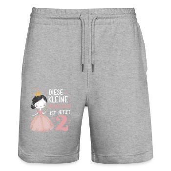 Birthday Gift 2 Years Birthday Boy - Stanley/Stella Trainer Unisex Organic Jogging Shorts - heather grey - Front - Nik (191cm) & Marisol (170cm)