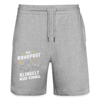 Panzer Kampfpanzer Panzerkampfwagen Panzerfahrer - Stanley/Stella Unisex Bio Joggingshorts Trainer  - Grau meliert - Vorne - Nik (191cm) & Marisol (170cm)