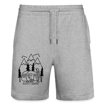 Camping camping-car - Short de jogging bio TRAINER Stanley/Stella unisexe - gris chiné - Devant - Nik (191cm) & Marisol (170cm)