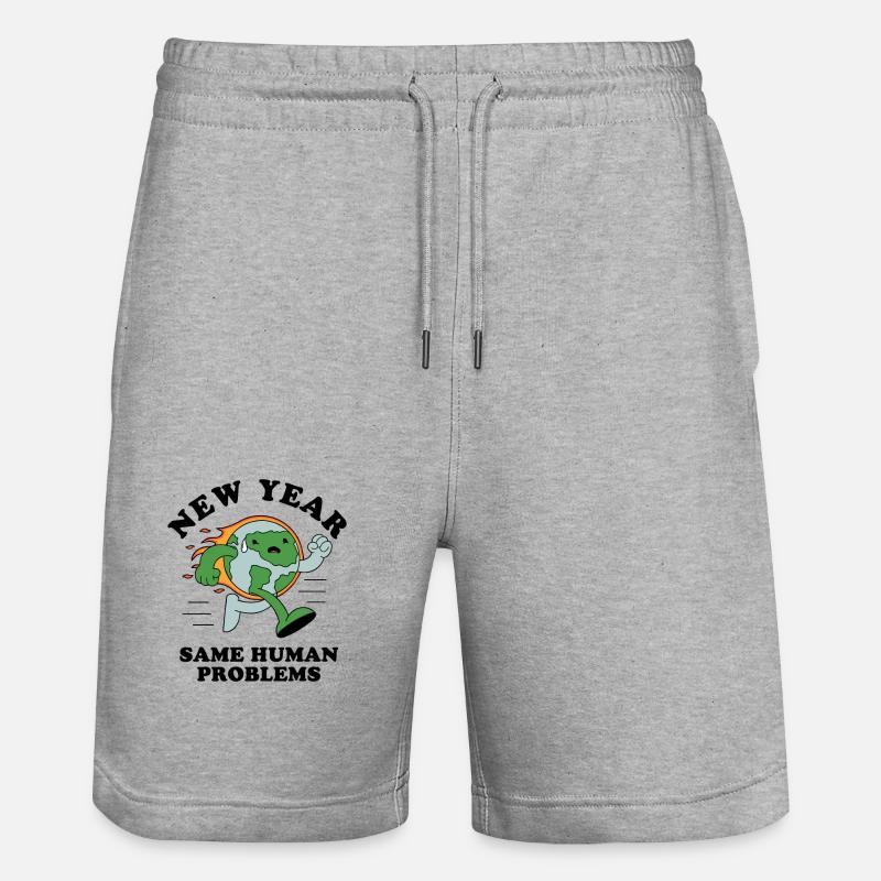 New Year Same Human Problems - Stanley/Stella Trainer Unisex Organic Jogging Shorts - heather grey