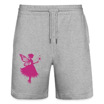 Zauberhafte Fee mit Blume - Stanley/Stella Unisex Bio Joggingshorts Trainer  - Grau meliert - Vorne - Nik (191cm) & Marisol (170cm)