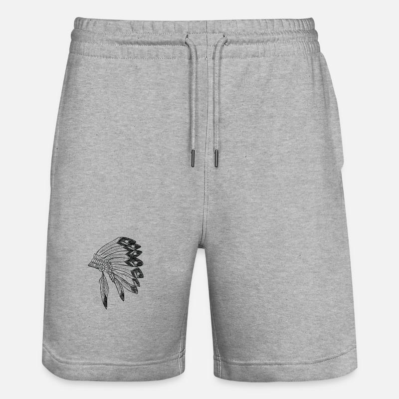 Coiffe Apache Guerrier Indien - Short de jogging bio TRAINER Stanley/Stella unisexe - gris chiné