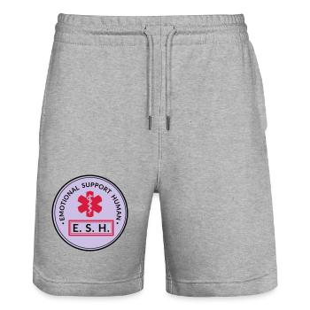 Emotional Support Human - Stanley/Stella Unisex Bio Joggingshorts Trainer  - Grau meliert - Vorne - Nik (191cm) & Marisol (170cm)