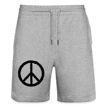 Peace Zeichen, Frieden - Stanley/Stella Unisex Bio Joggingshorts Trainer  - Grau meliert - Vorne - Nik (191cm) & Marisol (170cm)
