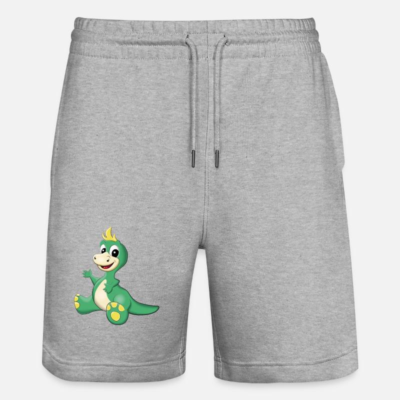sitzender süßer Dino - Stanley/Stella Unisex Bio Joggingshorts Trainer  - Grau meliert