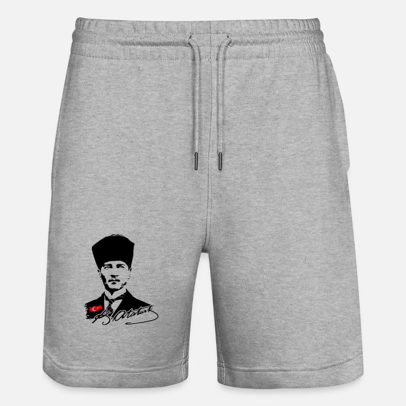 Silhouette d’Atatürk avec drapeau turc - Short de jogging bio TRAINER Stanley/Stella unisexe - gris chiné