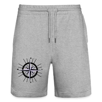 Nautical Compass - Stanley/Stella Trainer Unisex Organic Jogging Shorts - heather grey - Front - Nik (191cm) & Marisol (170cm)