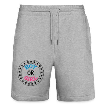 Boy or Girl - Short de jogging bio TRAINER Stanley/Stella unisexe - gris chiné - Devant - Nik (191cm) & Marisol (170cm)