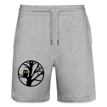 An owl sitting on a tree - Stanley/Stella Trainer Unisex Organic Jogging Shorts - heather grey - Front - Nik (191cm) & Marisol (170cm)