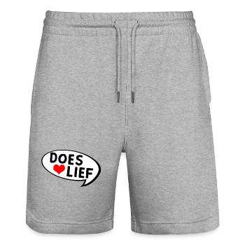Doeslief Sweet Message Heart - Stanley/Stella Trainer Unisex Organic Jogging Shorts - heather grey - Front - Nik (191cm) & Marisol (170cm)