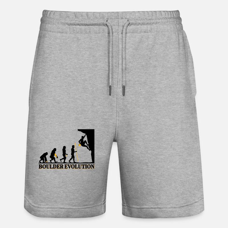 Boulder Evolution Klettern Bergsteigen Spruch - Stanley/Stella Unisex Bio Joggingshorts Trainer  - Grau meliert
